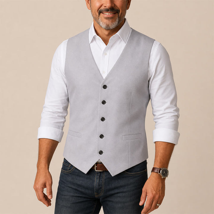 Gilet da cerimonia in lino con scollo a V per testimoni dello sposo, matrimonio in spiaggia - image 1