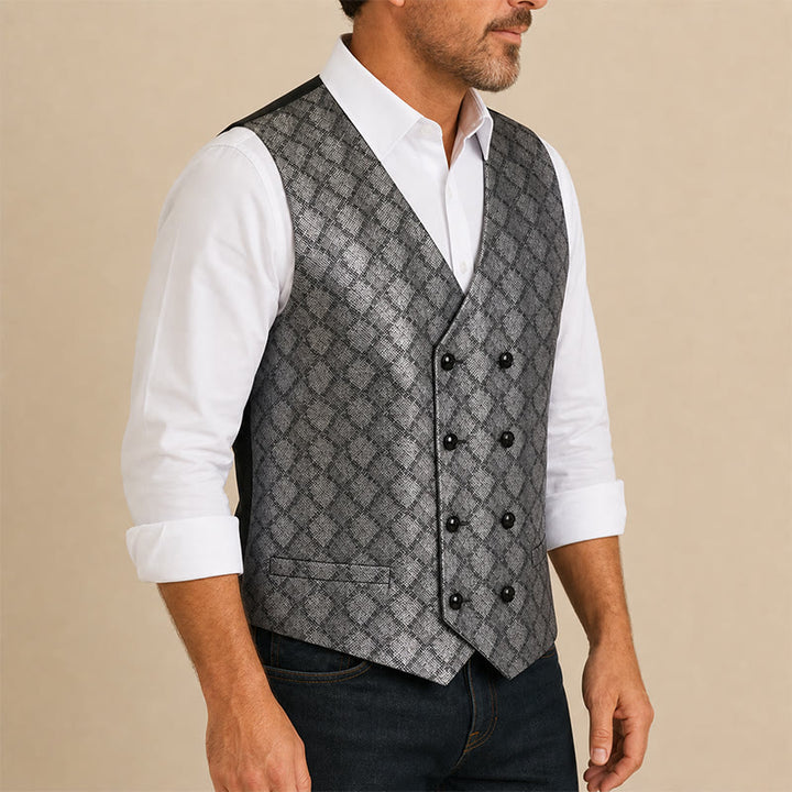 Gilet da completo di lusso con motivo a pelle di serpente in tonalità metallizzate - image 3