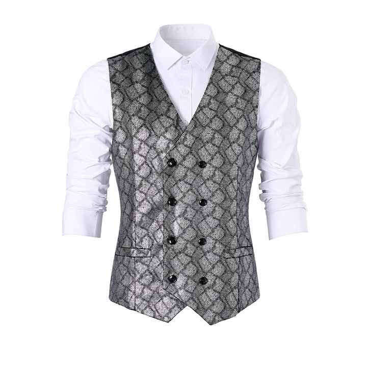 Gilet da completo di lusso con motivo a pelle di serpente in tonalità metallizzate - image 10