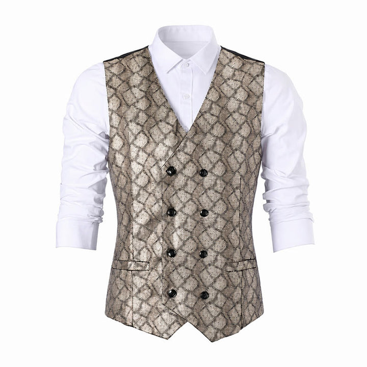 Gilet da completo di lusso con motivo a pelle di serpente in tonalità metallizzate - image 12