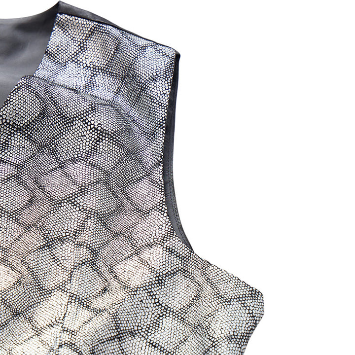 Gilet da completo di lusso con motivo a pelle di serpente in tonalità metallizzate - image 8