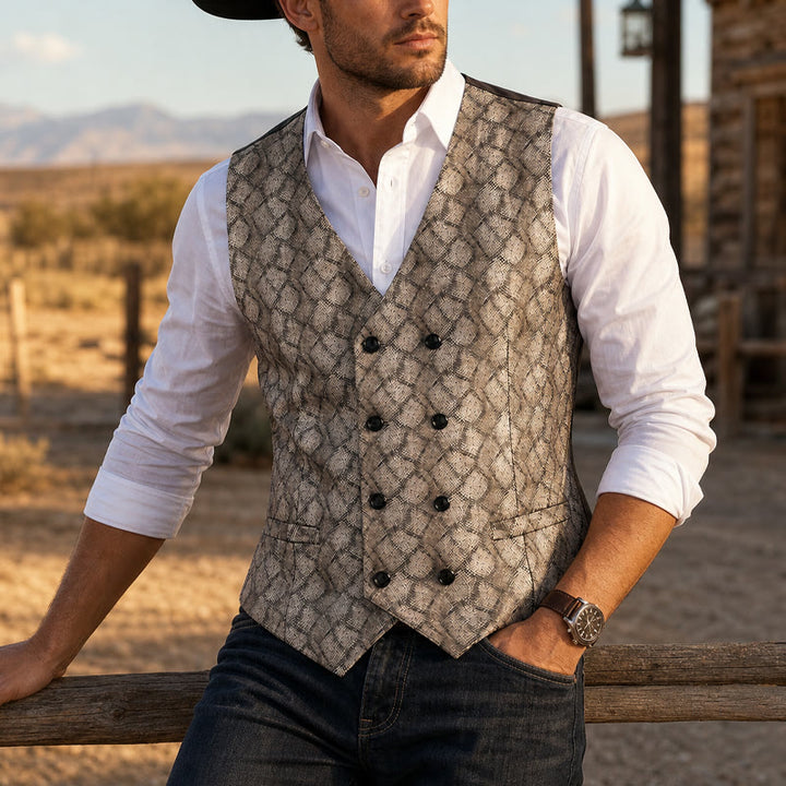 Gilet da completo di lusso con motivo a pelle di serpente in tonalità metallizzate - Oro - 3XL - image 4