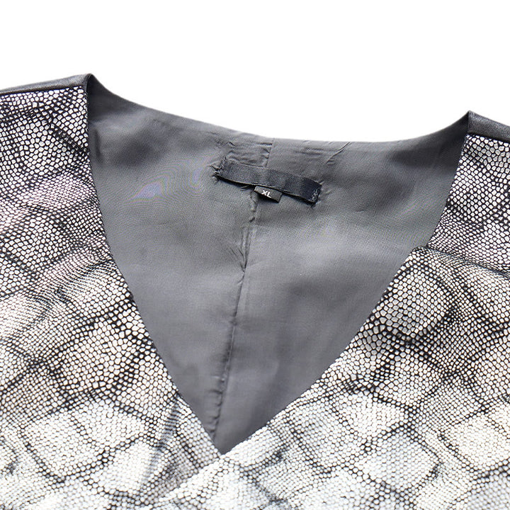Gilet da completo di lusso con motivo a pelle di serpente in tonalità metallizzate - image 5