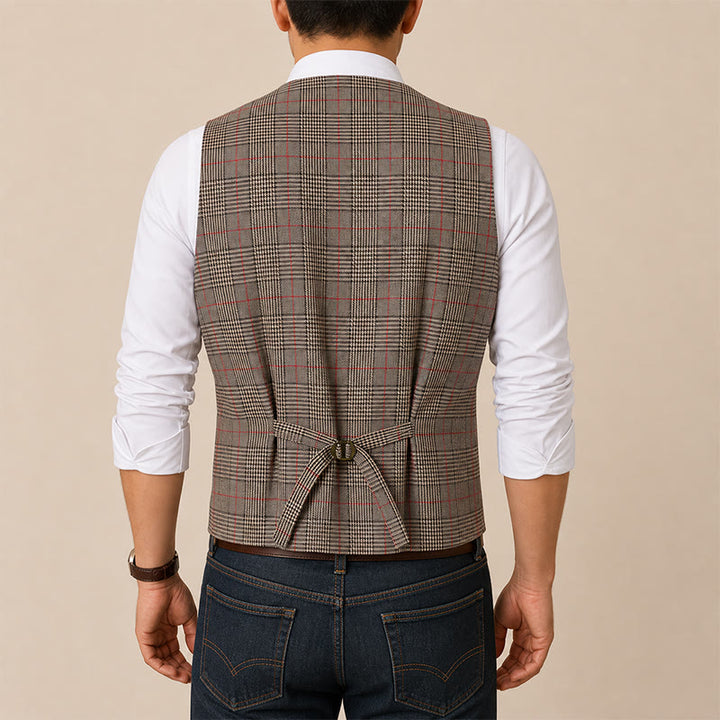 Gilet da completo a quadri con scollo a V in stile vintage Heritage - image 2