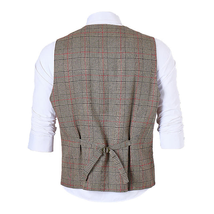 Gilet da completo a quadri con scollo a V in stile vintage Heritage - image 10