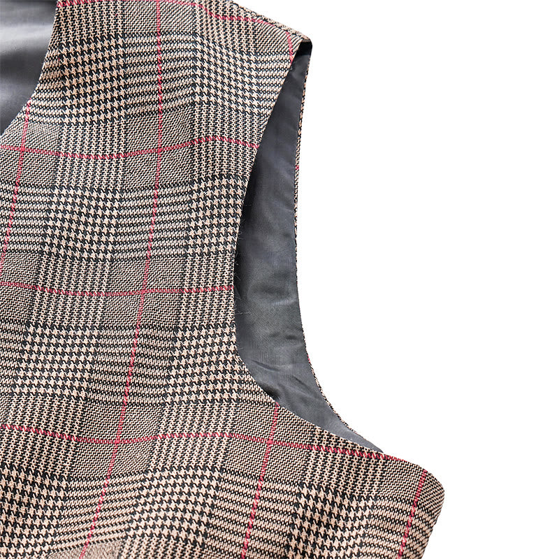 Gilet da completo a quadri con scollo a V in stile vintage Heritage - image 7