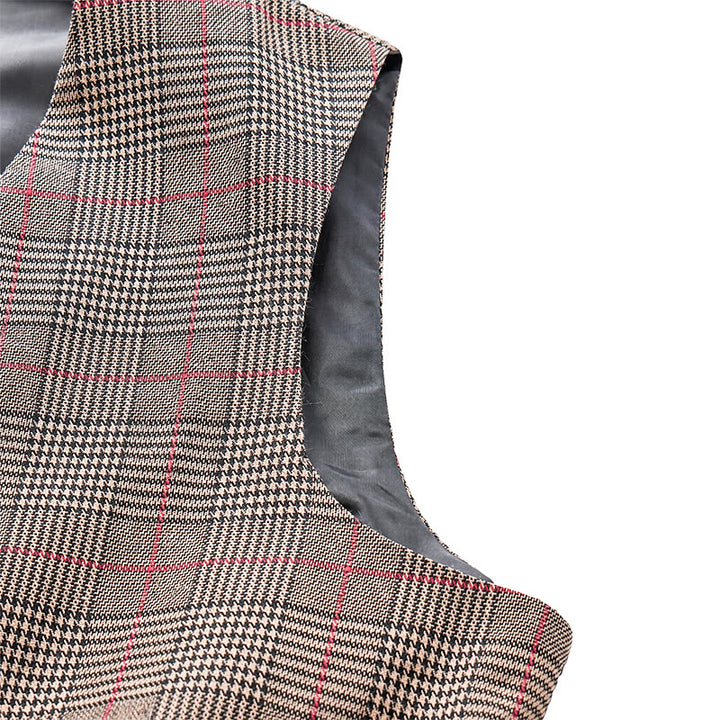 Gilet da completo a quadri con scollo a V in stile vintage Heritage - image 7
