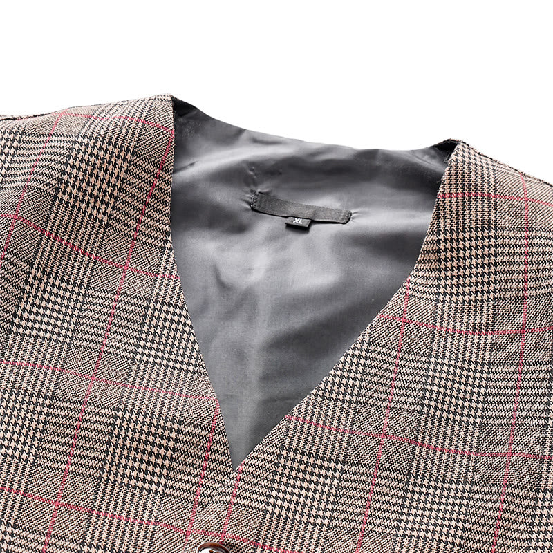 Gilet da completo a quadri con scollo a V in stile vintage Heritage - image 4