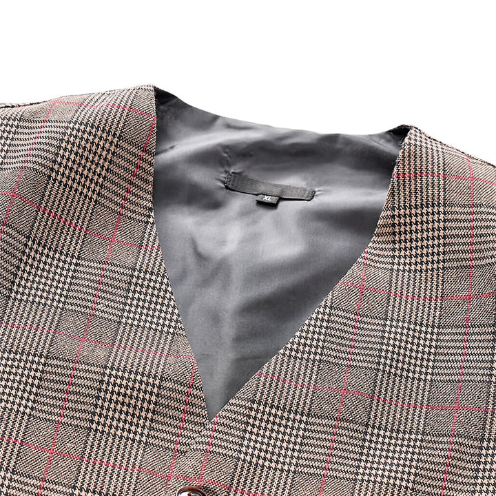 Gilet da completo a quadri con scollo a V in stile vintage Heritage - image 4