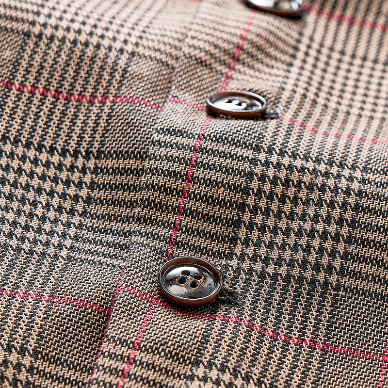 Gilet da completo a quadri con scollo a V in stile vintage Heritage - image 5