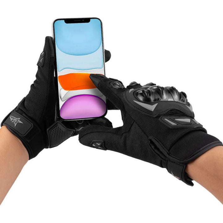 Guanti da moto touchscreen a dita intere con protezione rigida per le nocche. - image 3
