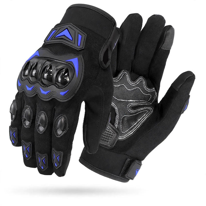 Guanti da moto touchscreen a dita intere con protezione rigida per le nocche. - Blu - XXL - image 0