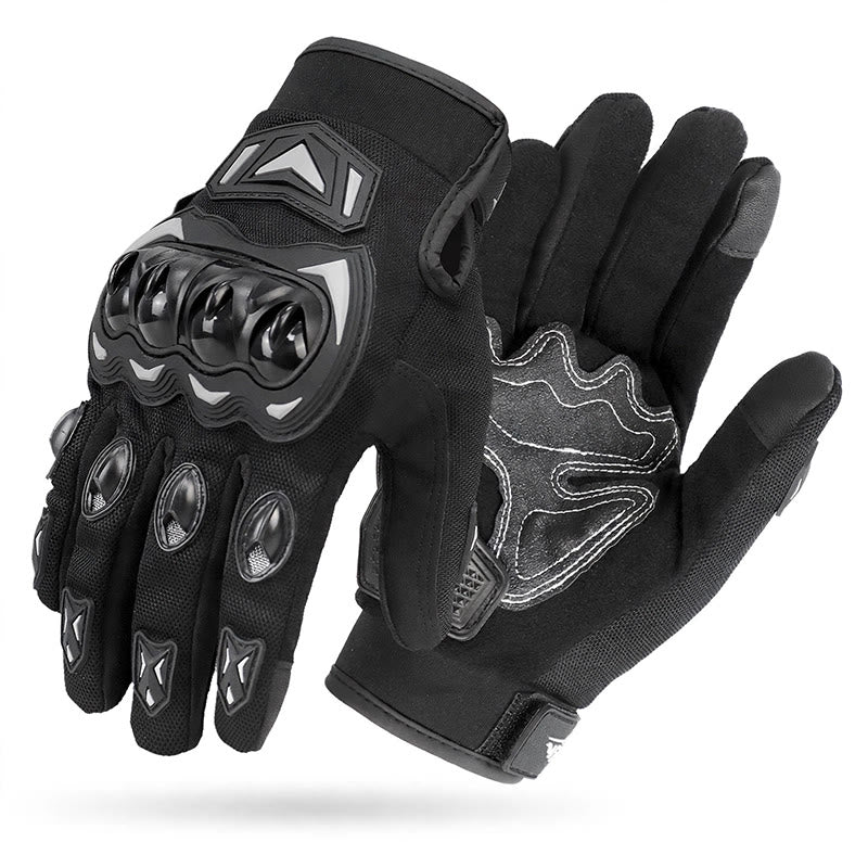 Guanti da moto touchscreen a dita intere con protezione rigida per le nocche. - Nero - XXL - image 2