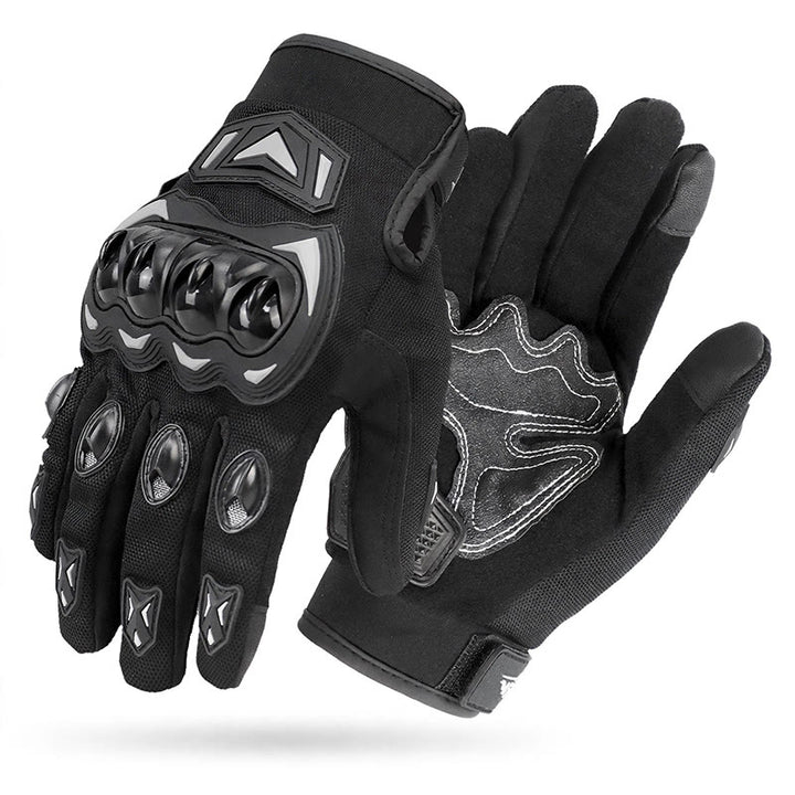 Guanti da moto touchscreen a dita intere con protezione rigida per le nocche. - Nero - XXL - image 2