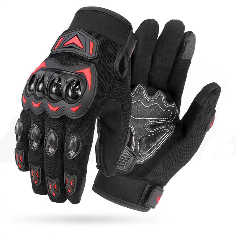 Guanti da moto touchscreen a dita intere con protezione rigida per le nocche. - Rosso - XXL - image 11