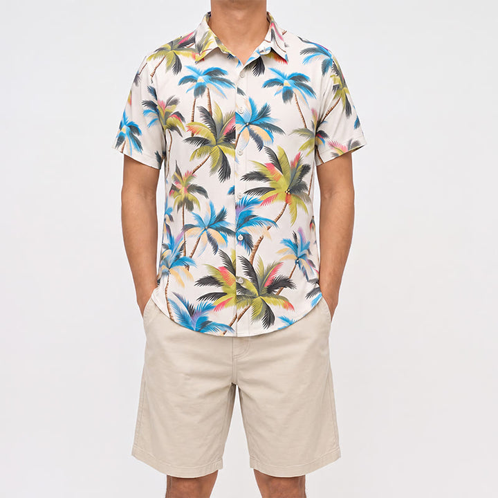 Camicia casual da uomo con stampa di palma da cocco per le vacanze - image 1