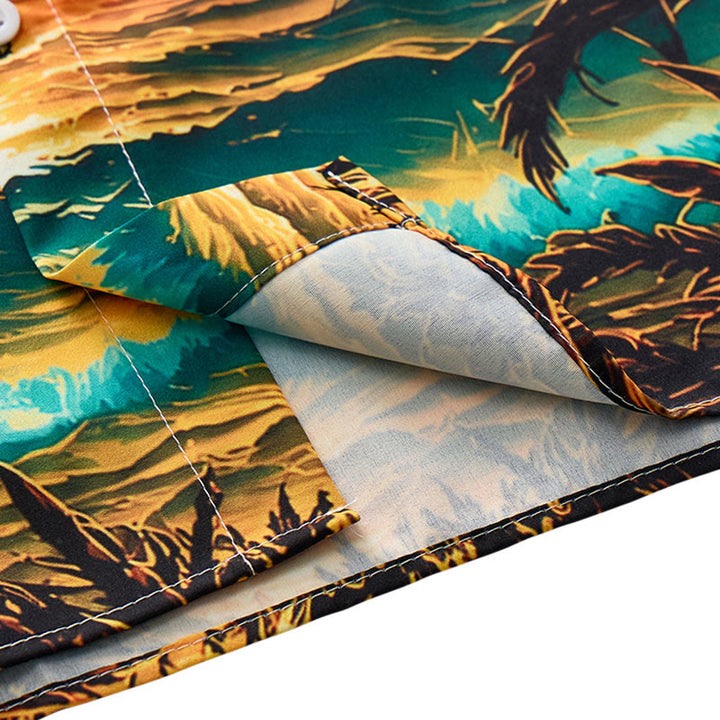 Camicia da uomo estiva con stampa di tramonto sulla spiaggia tropicale. - image 8
