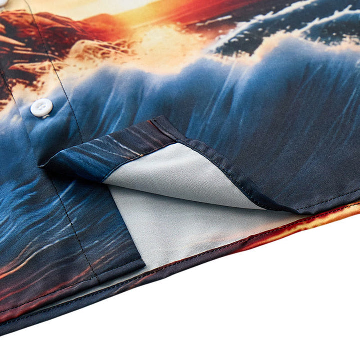 Camicia da uomo con stampa 3D "Vacanze estive: oceano, faro, tramonto, onde". - image 8