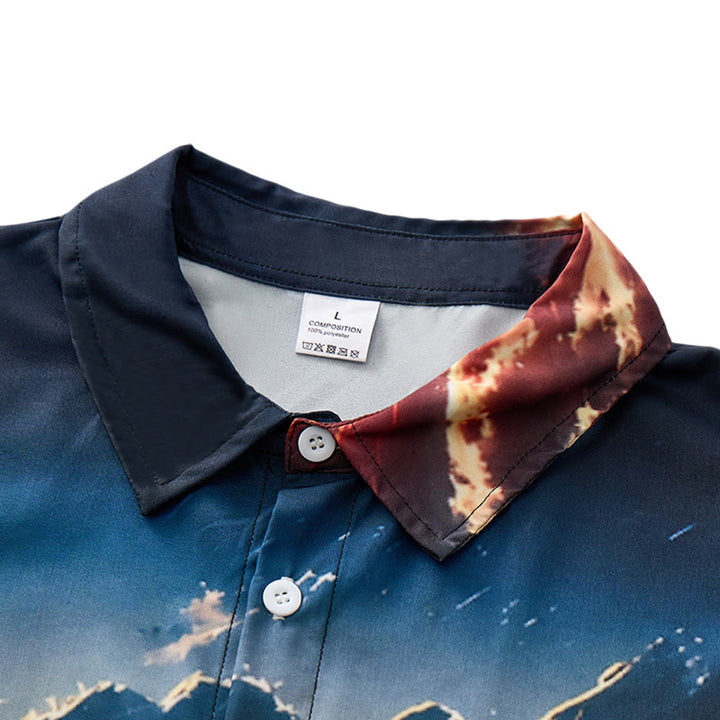 Camicia da uomo con stampa 3D "Vacanze estive: oceano, faro, tramonto, onde". - image 4