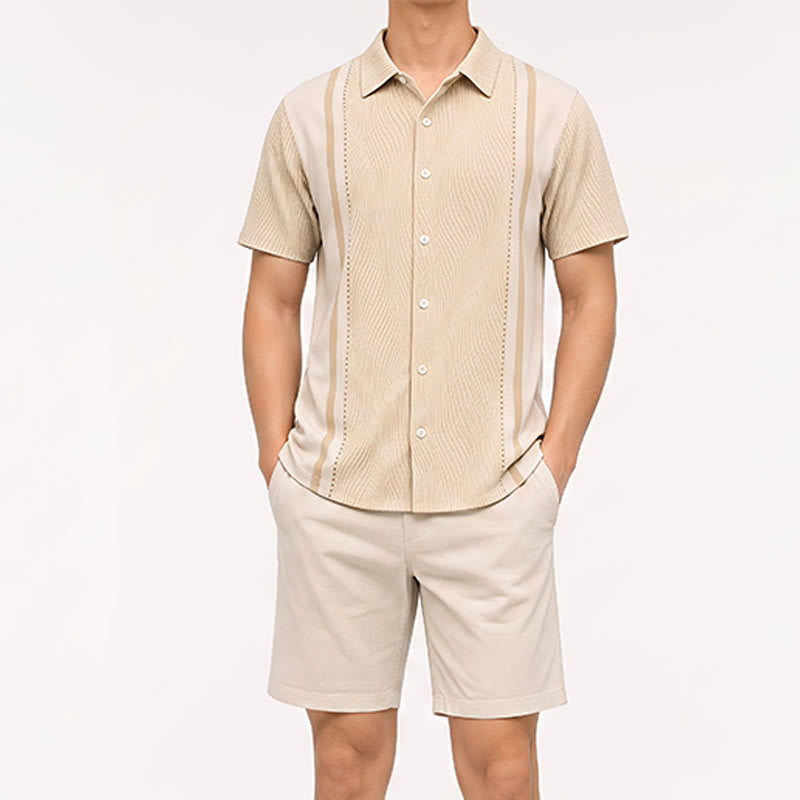 Camicia da uomo a maniche corte con bottoni, casual estiva per le vacanze al mare. - image 1