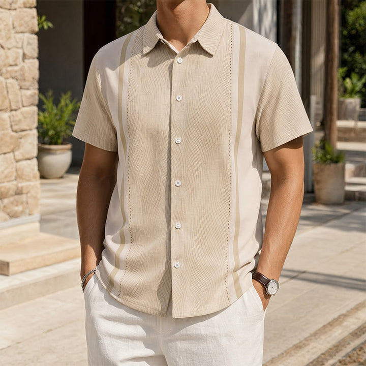 Camicia da uomo a maniche corte con bottoni, casual estiva per le vacanze al mare. - Stile n. 1 - 3XL - image 0