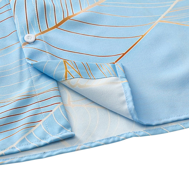 Camicia da uomo estiva da spiaggia con stampa 3D a foglia di banana dorata tropicale - image 9