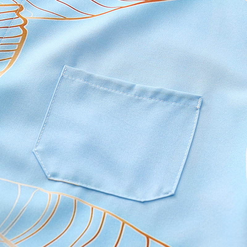 Camicia da uomo estiva da spiaggia con stampa 3D a foglia di banana dorata tropicale - image 6