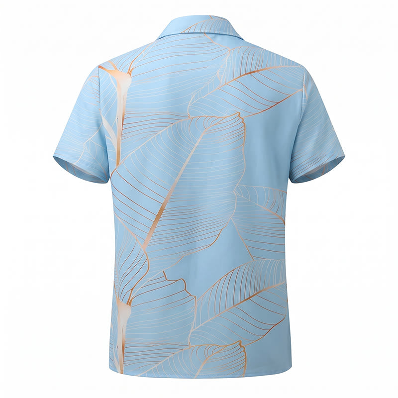 Camicia da uomo estiva da spiaggia con stampa 3D a foglia di banana dorata tropicale - image 11