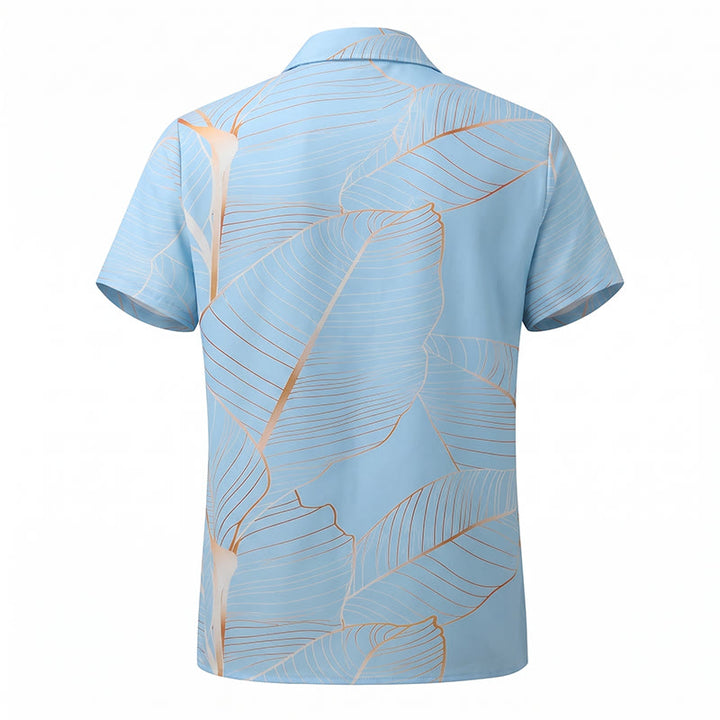 Camicia da uomo estiva da spiaggia con stampa 3D a foglia di banana dorata tropicale - image 11