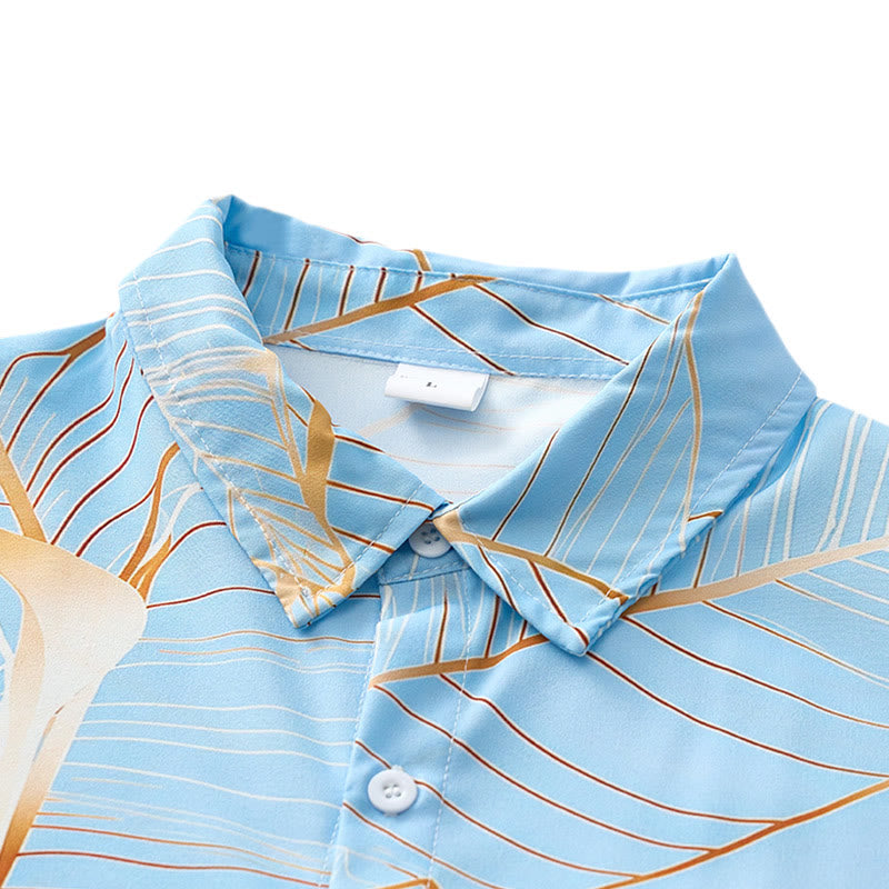 Camicia da uomo estiva da spiaggia con stampa 3D a foglia di banana dorata tropicale - image 4