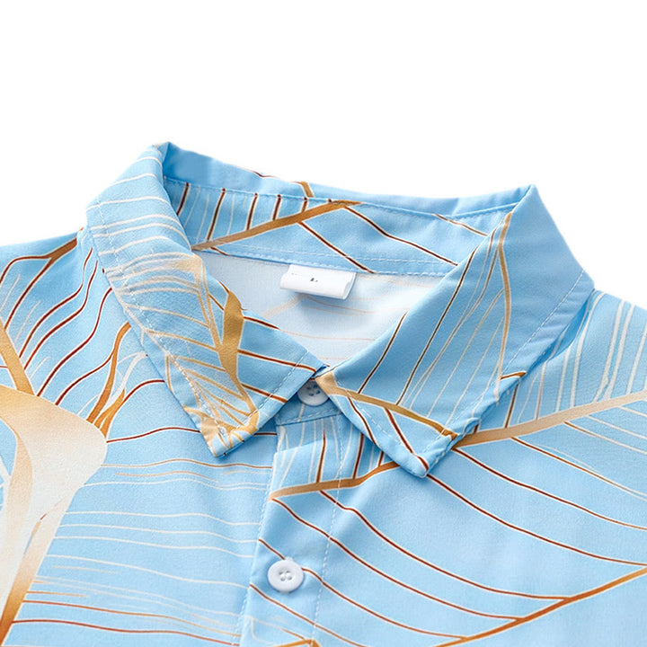 Camicia da uomo estiva da spiaggia con stampa 3D a foglia di banana dorata tropicale - image 4