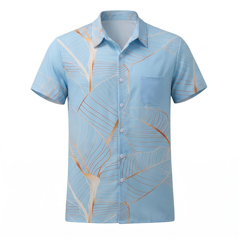 Camicia da uomo estiva da spiaggia con stampa 3D a foglia di banana dorata tropicale - image 10