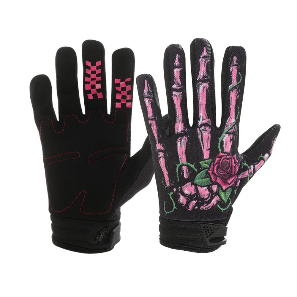 Guanti tattici a dita intere per motociclismo con touchscreen Rose Skeleton - image 3