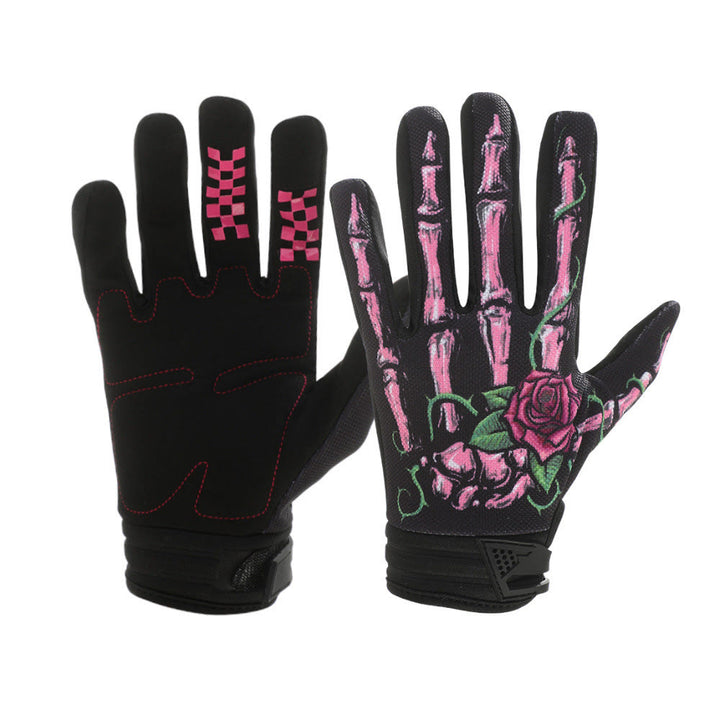 Guanti tattici a dita intere per motociclismo con touchscreen Rose Skeleton - image 3