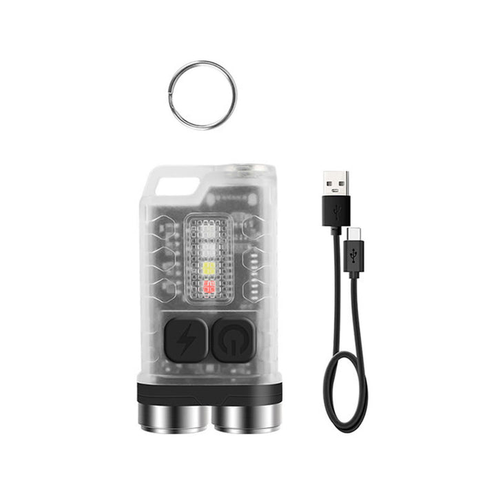 Mini torcia a LED ricaricabile a doppio fascio per esterni, con portachiavi. - Bianco fluorescente - image 11