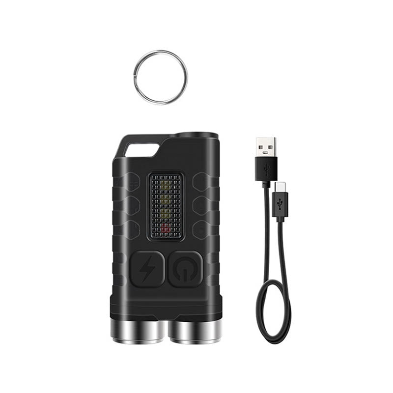 Mini torcia a LED ricaricabile a doppio fascio per esterni, con portachiavi. - Nero - image 2