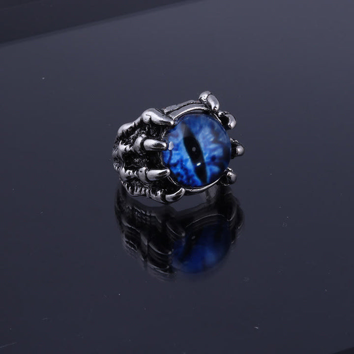 Anello con artiglio d'aquila demoniaco gotico, estetica occhio malvagio - Blu - Apertura - image 2