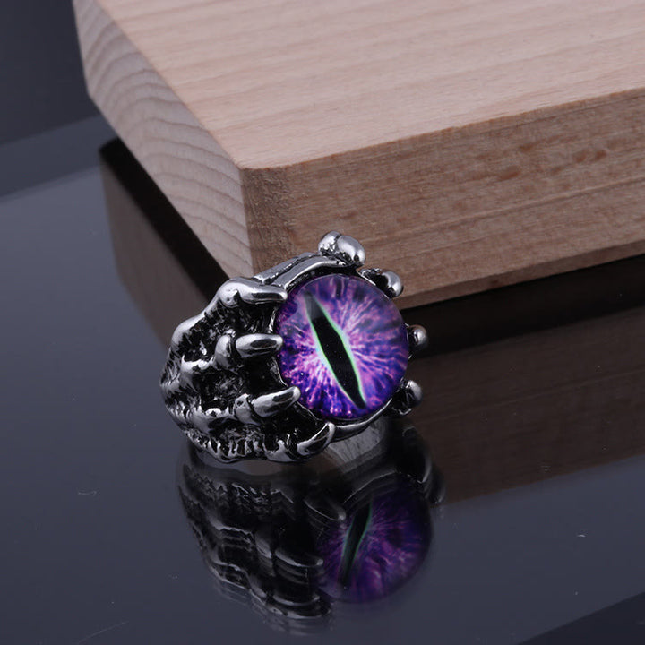 Anello con artiglio d'aquila demoniaco gotico, estetica occhio malvagio - Viola - Apertura - image 6