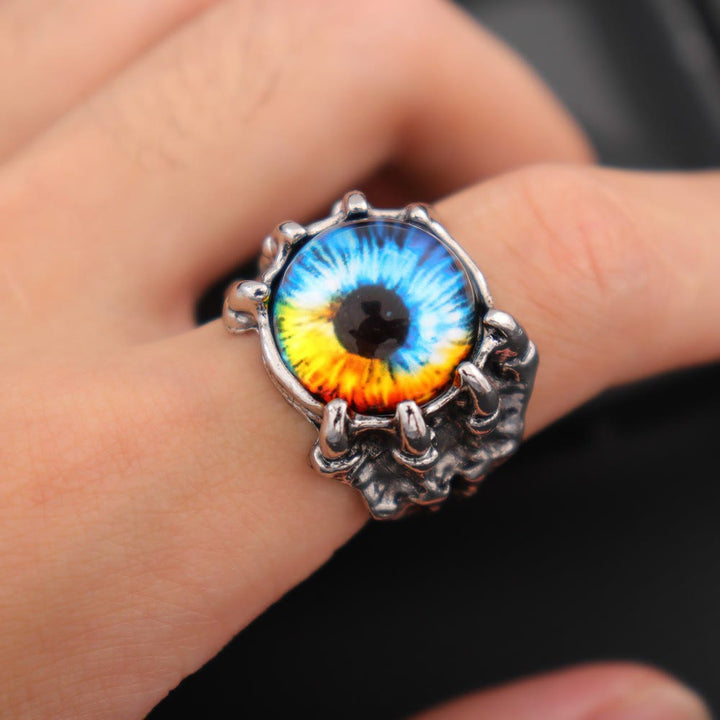 Anello con artiglio d'aquila demoniaco gotico, estetica occhio malvagio - Colorato - Apertura - image 9