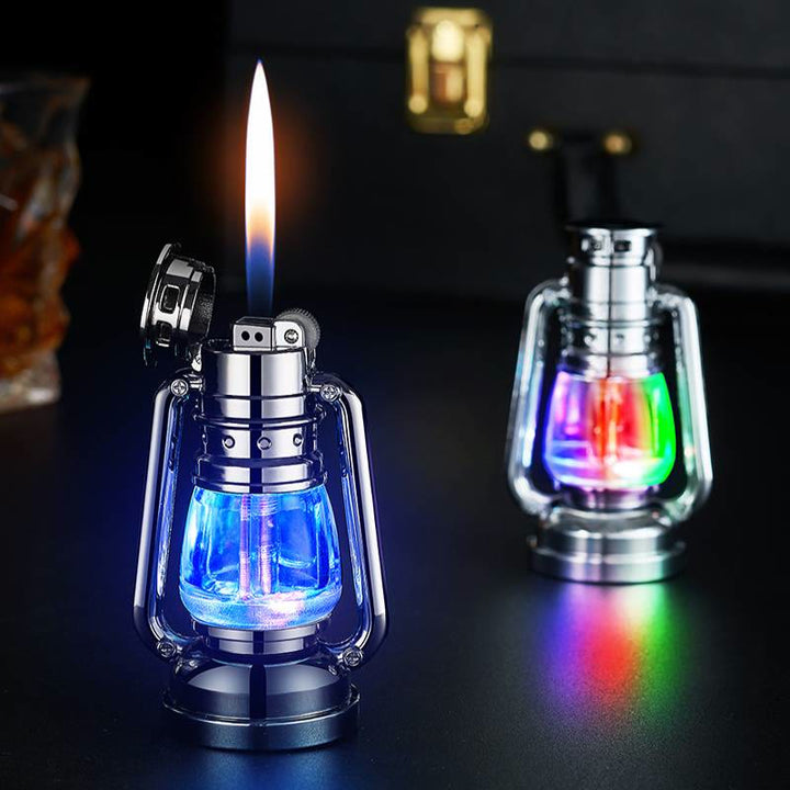 Accendino a butano a forma di lampada a olio creativa, luce colorata - image 0