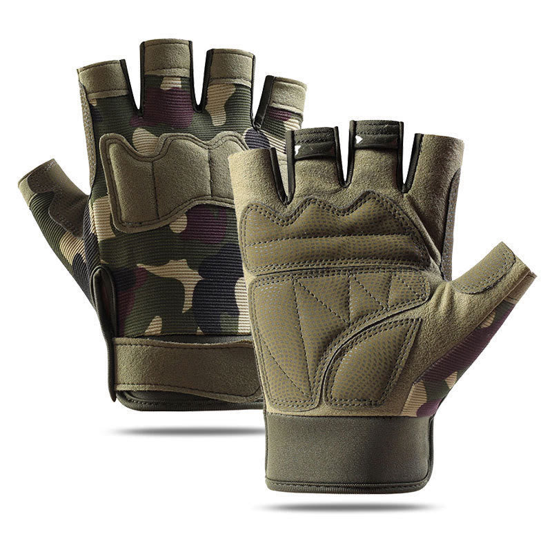 Guanti tattici traspiranti a mezze dita per addestramento militare - mimetica verde - XL - image 11