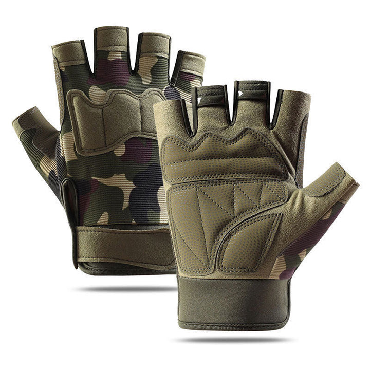 Guanti tattici traspiranti a mezze dita per addestramento militare - mimetica verde - XL - image 11