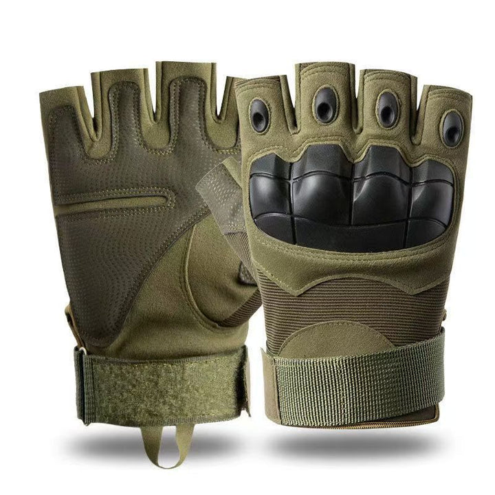 Guanti militari minimalisti a mezze dita, dall'estetica tattica. - Verde - XL - image 0