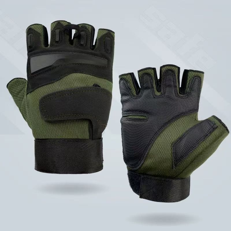 Guanti da ciclismo e moto a mezze dita con protezione rigida - Verde - XL - image 4