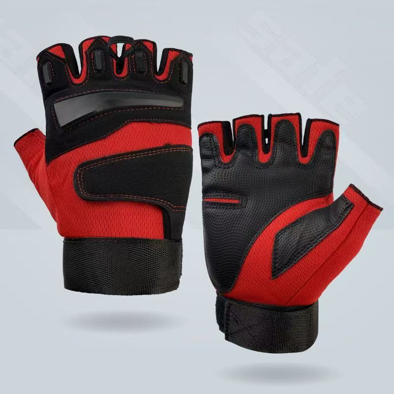 Guanti da ciclismo e moto a mezze dita con protezione rigida - Rosso - XL - image 8