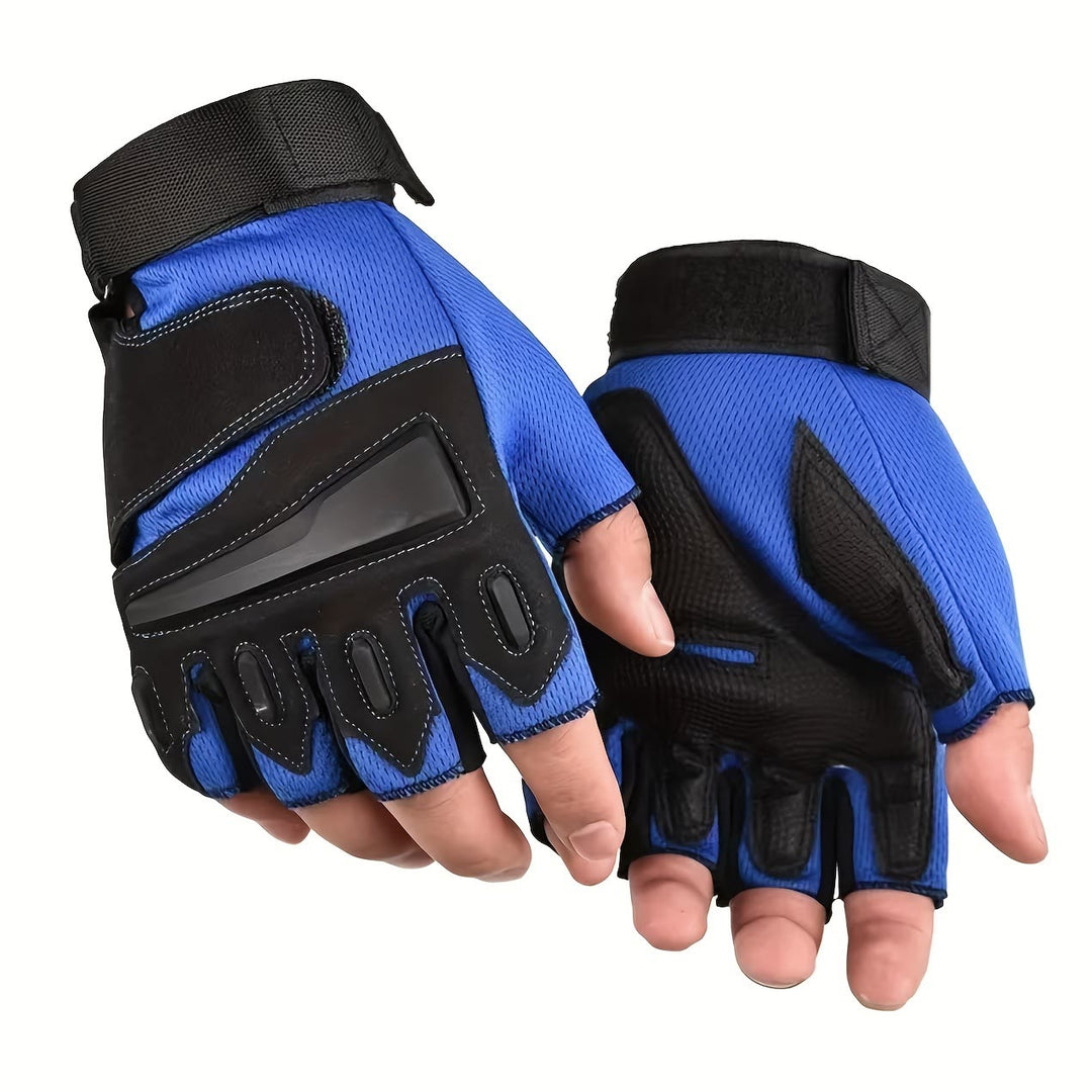 Guanti da ciclismo e moto a mezze dita con protezione rigida - Blu - XL - image 0