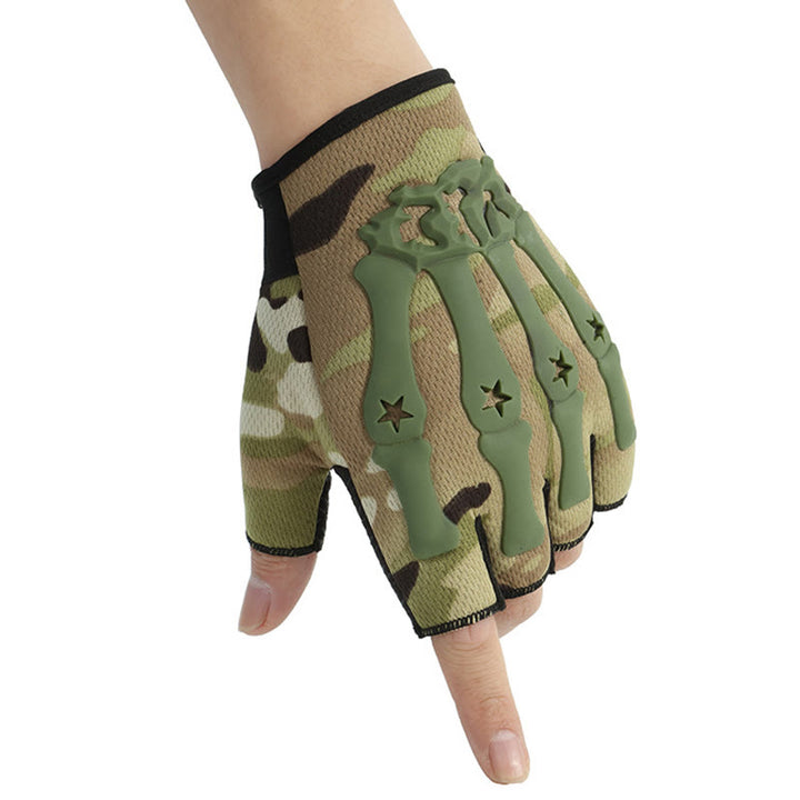 Guanti tattici da ciclismo traspiranti con protezione scheletrica sulle nocche - mimetica verde chiaro - Taglia unica - image 5