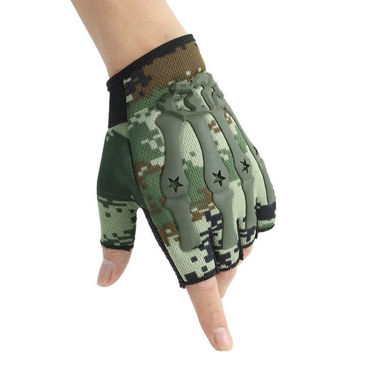 Guanti tattici da ciclismo traspiranti con protezione scheletrica sulle nocche - mimetica verde - Taglia unica - image 7