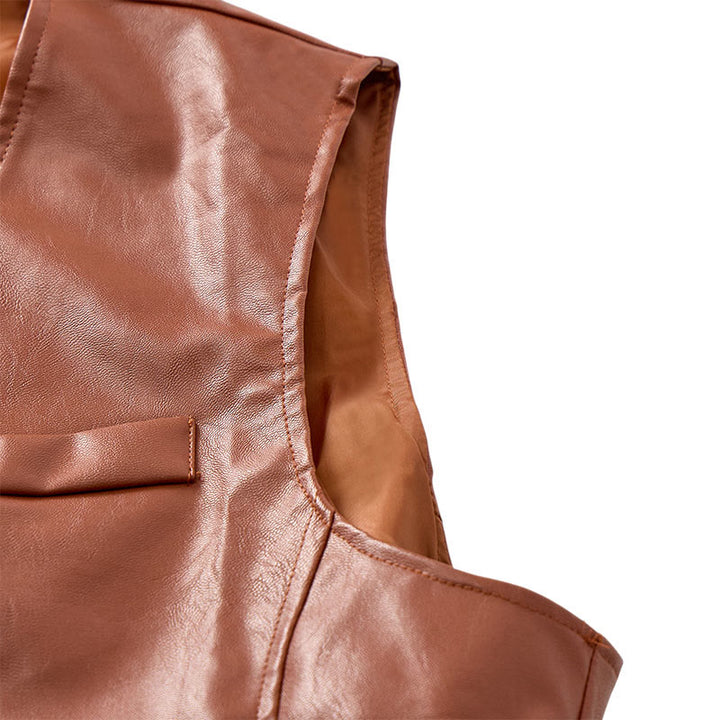 Gilet da uomo in similpelle stile western vintage da cowboy/biker - image 9