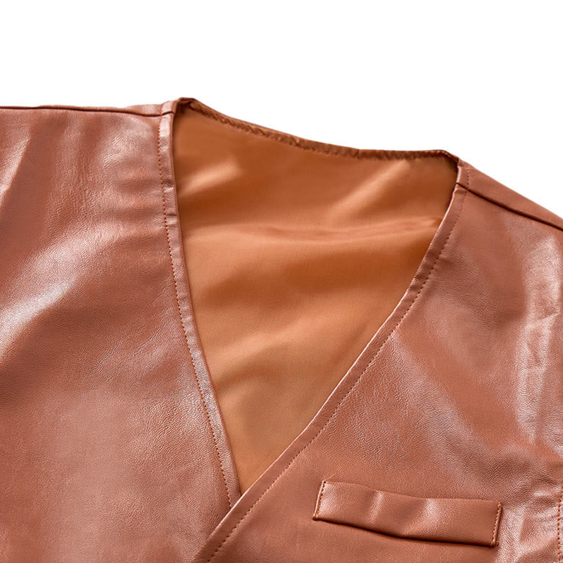 Gilet da uomo in similpelle stile western vintage da cowboy/biker - image 5